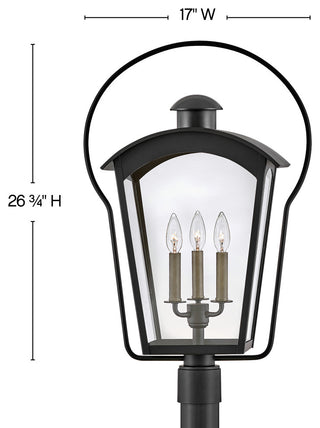 Hinkley Yale Large Post Top Or Pier Mount Lantern, Black