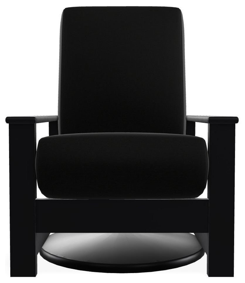 Leeward Deep Seat Outdoor Hidden Swivel Rocker, Black/Black