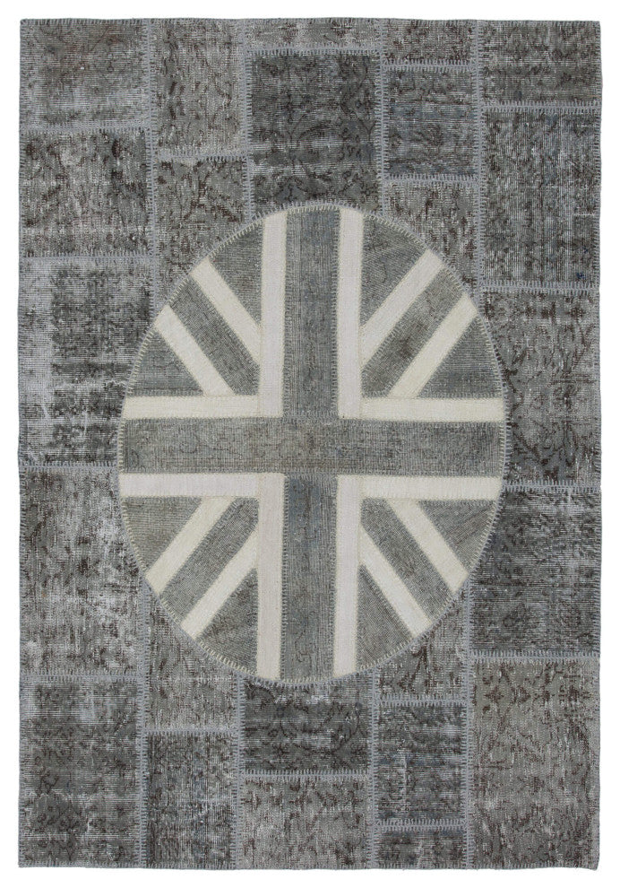 Rug N Carpet - Hand-knotted Turkish 5' 7'' x 8' 2'' Flag Patchwork Rug