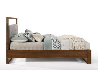 Nova Domus Falcor Modern Gray Fabric and Walnut Veneer Bed, Queen