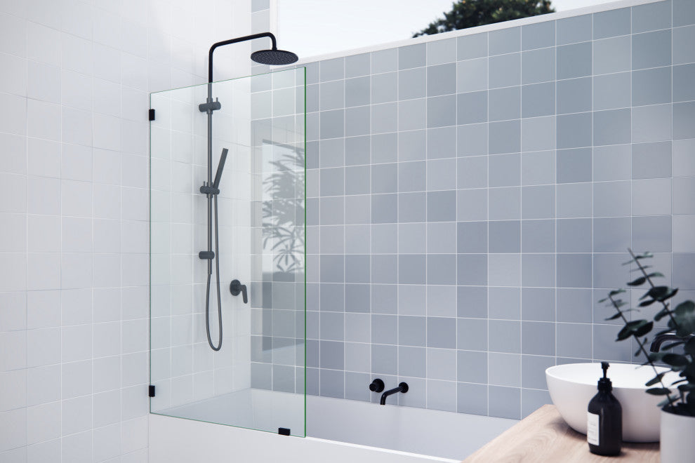 58.25"x34" Frameless Shower Bath Fixed Panel, Oil Rubbed Bronze