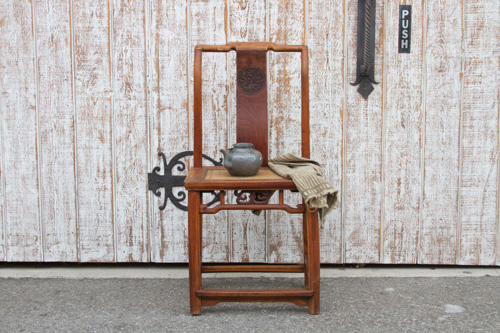 Antique Carved Elm Wood Chinese Chair