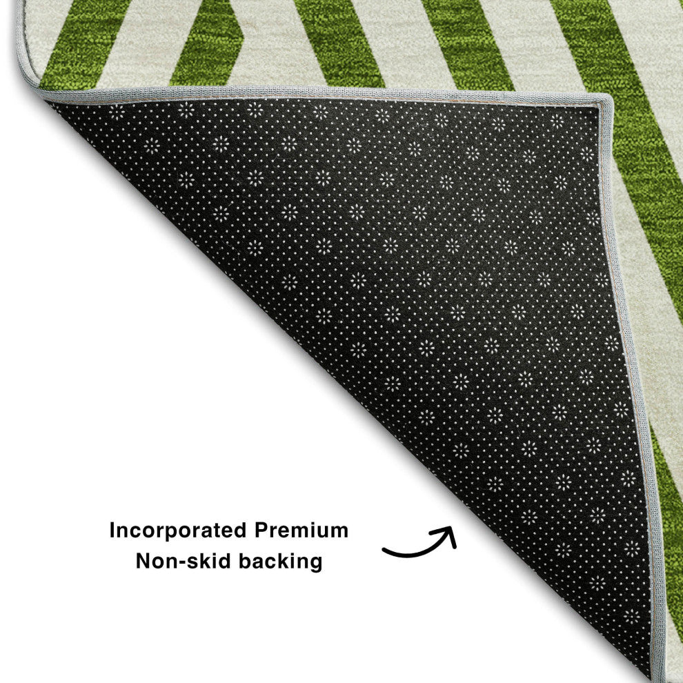 Premium Machine Washable Mayfield AMF550 Olive 2'3" x 7'6" Runner Rug