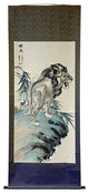 Chinese Black White Ink Lion Theme Scroll Painting Original Wall Art Hws1888