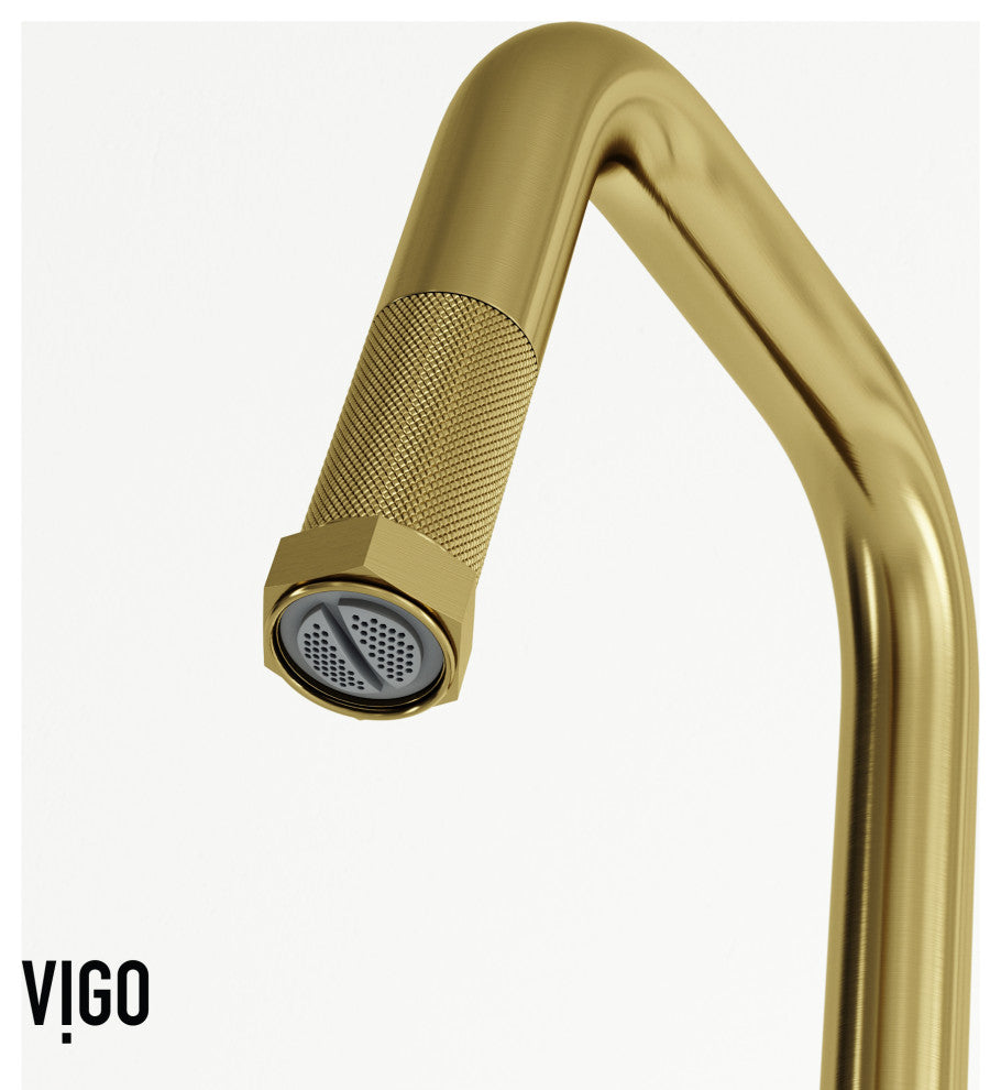 VIGO Hart Angular 18" H Single Handle Pull-Down Kitchen Faucet, Matte Brushed Gold, Without Extras