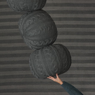 Vibe by Millie Solid Gray Round Pouf