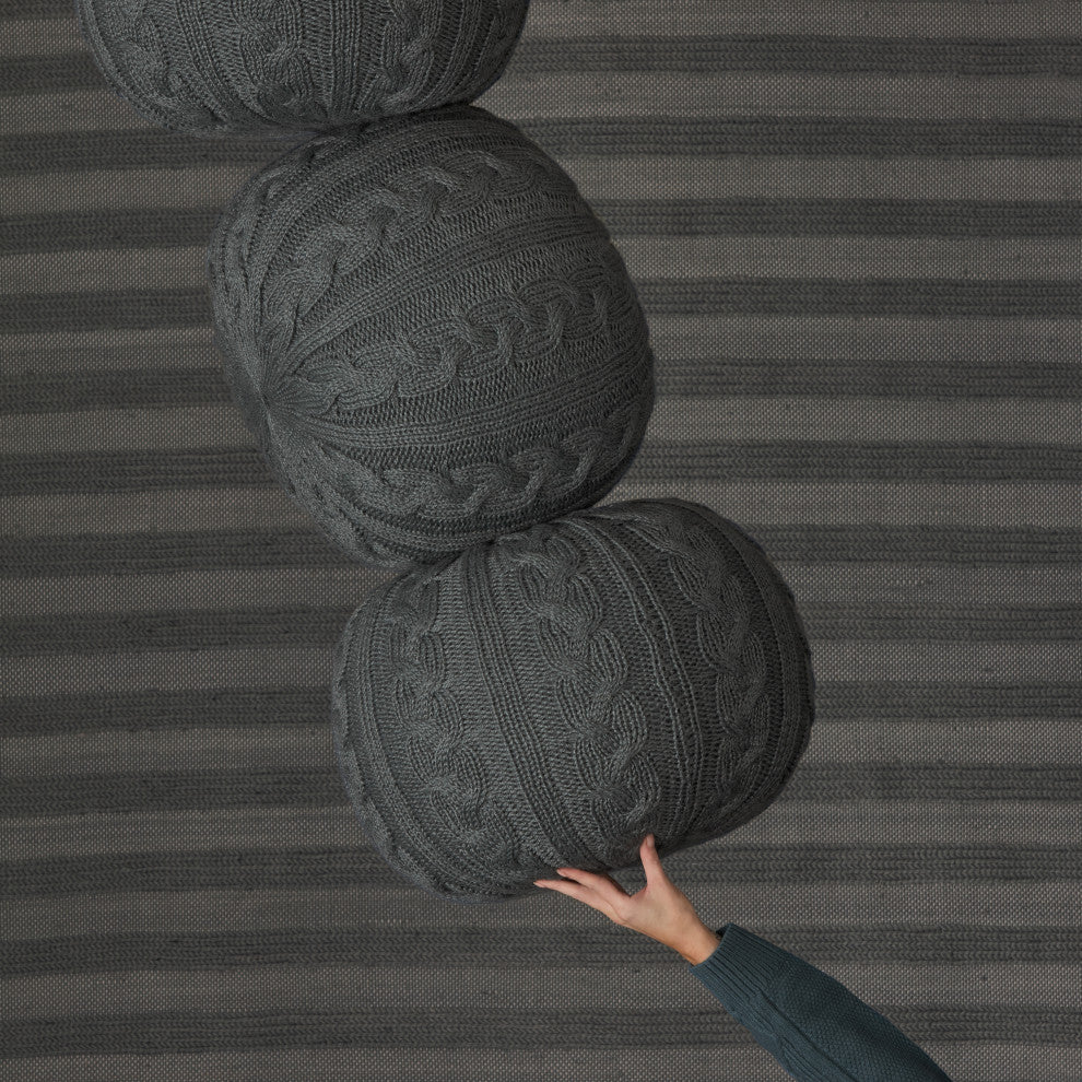Vibe by Millie Solid Gray Round Pouf