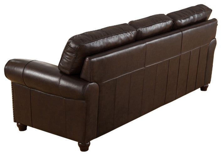 Barbara Leather Craft Sofa, Dark Brown