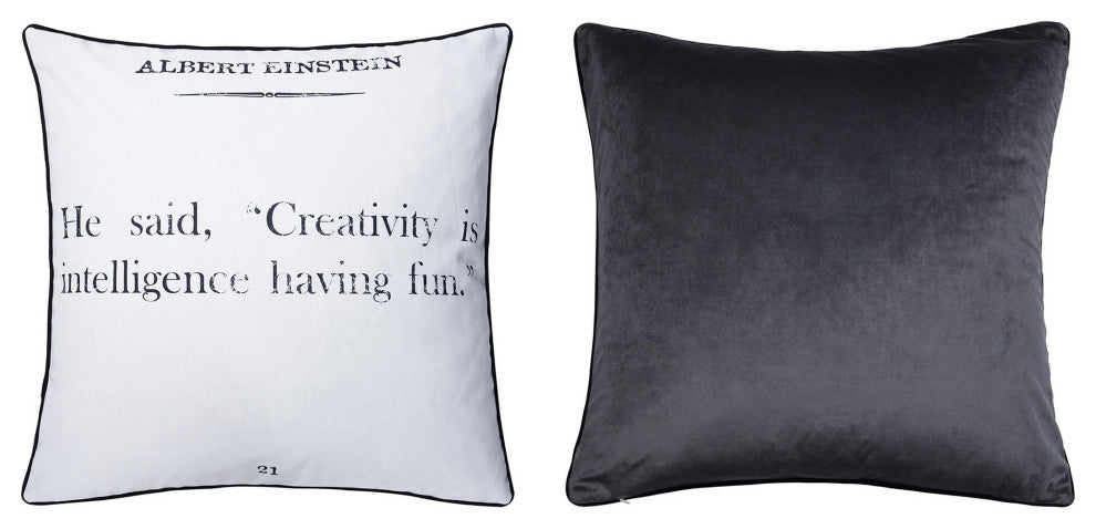 Dann Foley Double Sided Pillow Einstein Quote Gray Velvet 24" X 24"