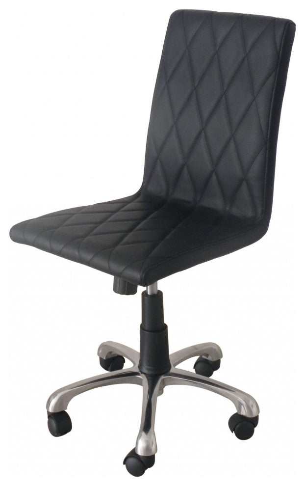 20" X 23" X 35" Black Faux Leather and aluminum Office Chair