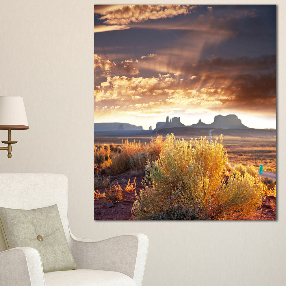 Monument Valley under Cloudy Sky, African Landscape Canvas Art, 30"x40"