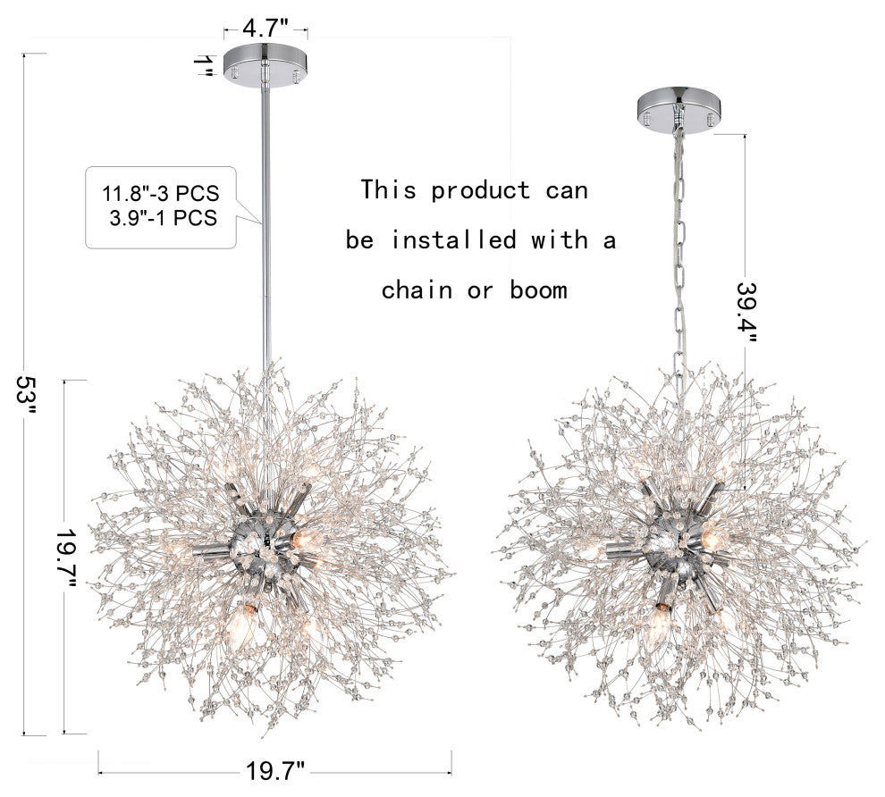 Subra 9-Light Sputnik Globe Chandelier