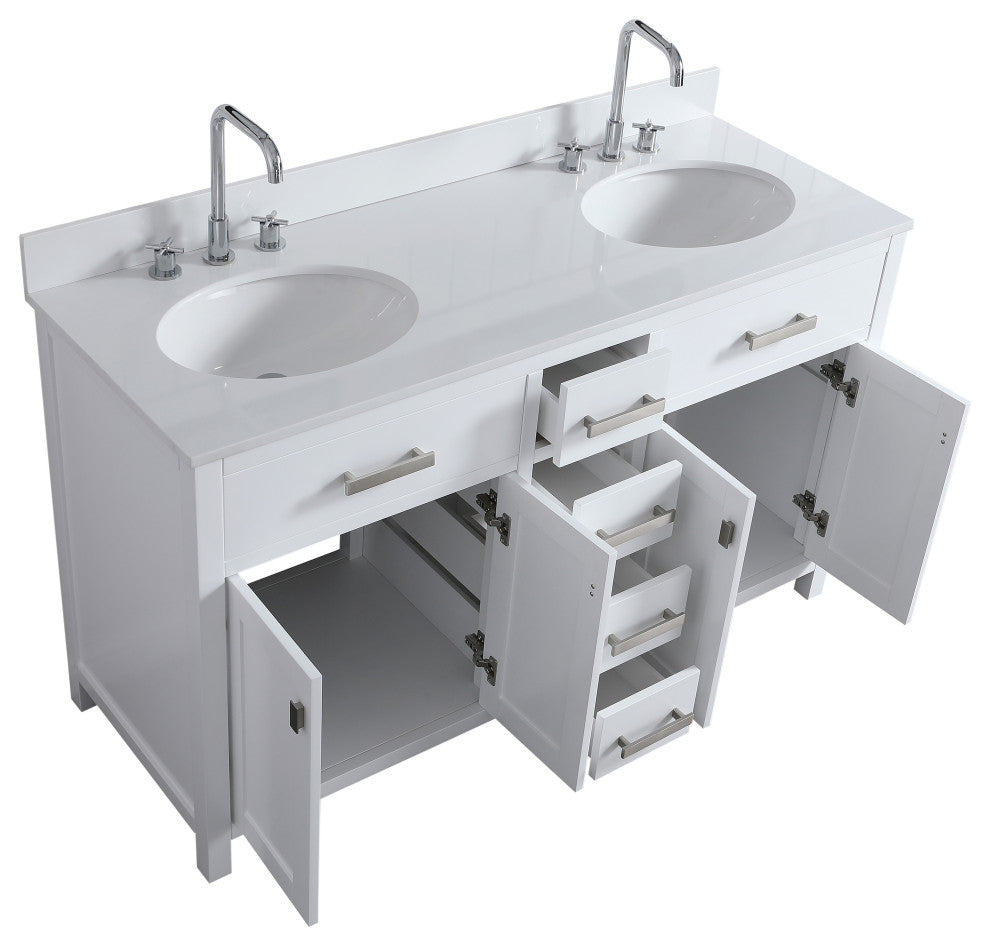 London 60-in White Bathroom Vanity Base Cabinet Without Top