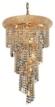 Elegant Spiral Dining Room Light, Gold Finish With Royal Cut Crystal