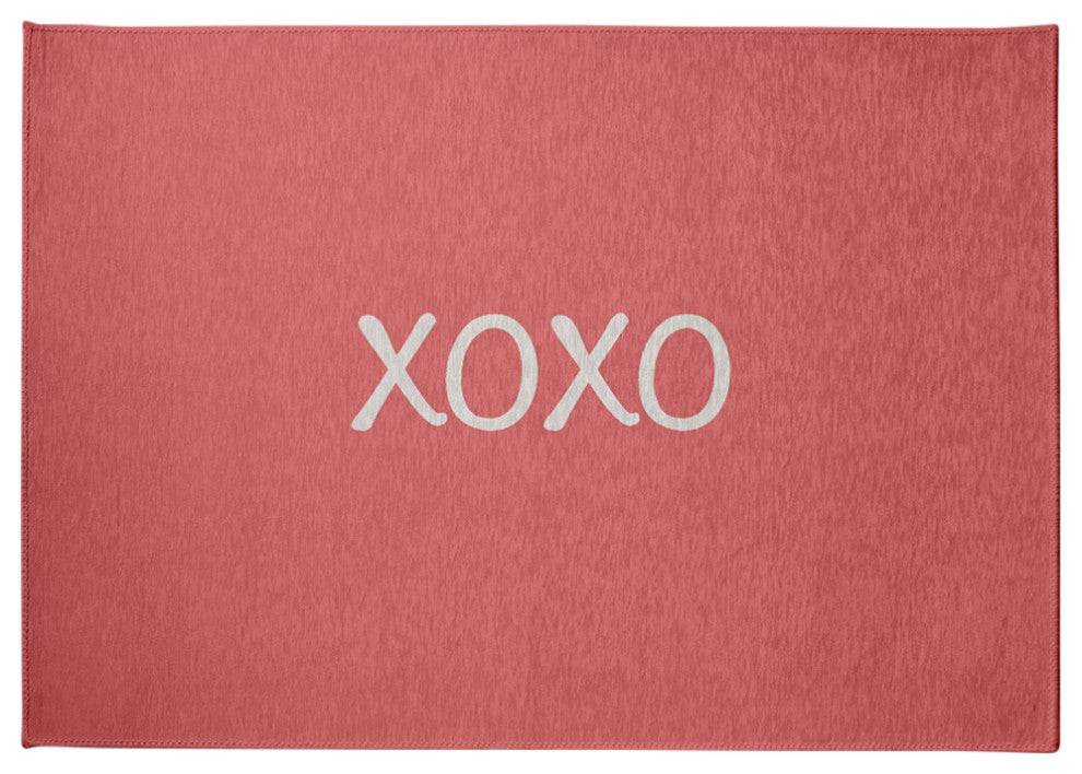 XOXO Valentines Chenille Rug, Coral, 5'x7'