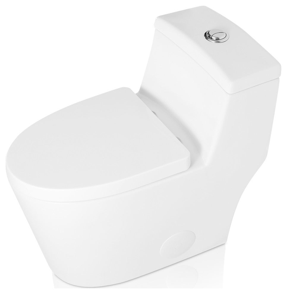 Sinber 28" One Piece Bathroom Toilet with Cotton White Finish and and Dual Flush