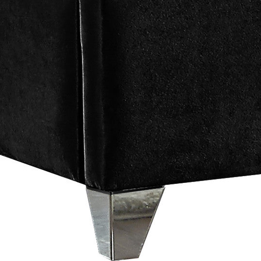 Zuma Velvet Upholstered Bed, Black, Queen