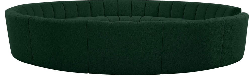 Infinity Black Boucle Fabric Upholstered Arc Shaped Modular Sectional, Green, 12-Piece, Arc-Shaped
