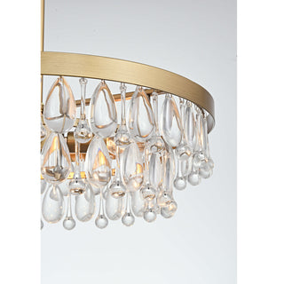 Bonnie Brushed Brass 4-light Crystal Teardrop Round Chandelier