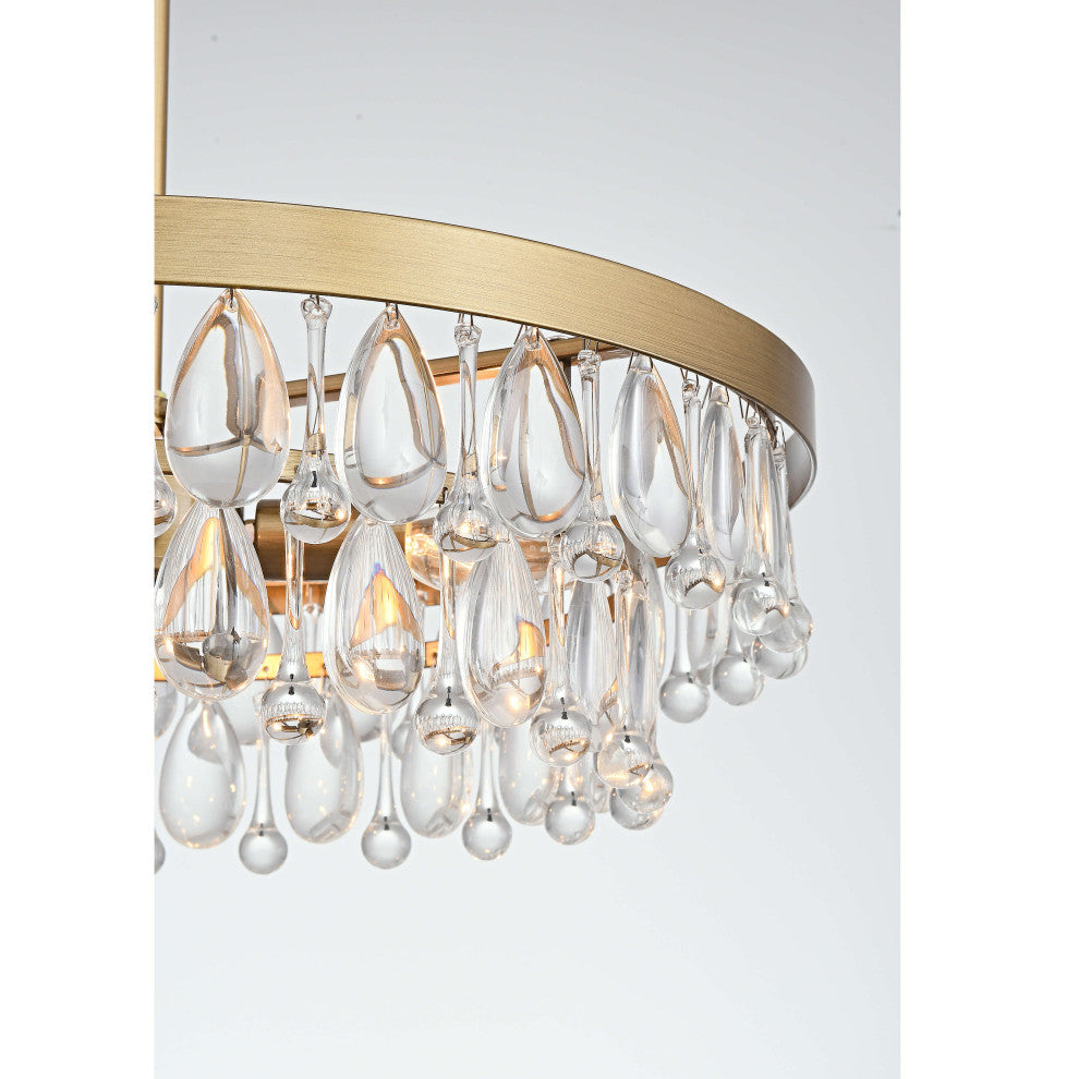 Bonnie Brushed Brass 4-light Crystal Teardrop Round Chandelier