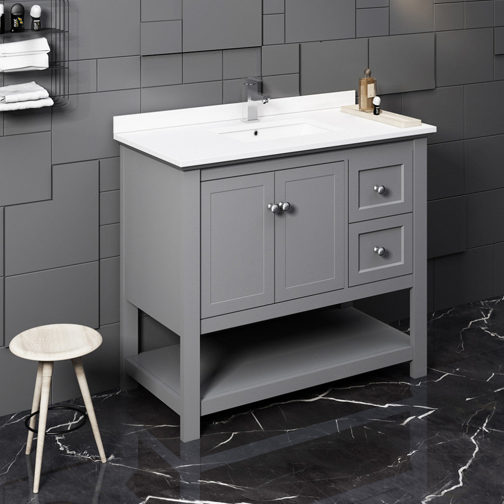 Fresca Manchester 40" Gray Cabinet With Top and Sink
