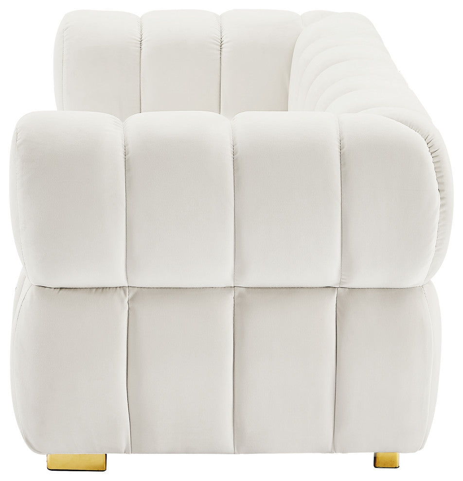 Gwen Velvet Upholstered Chair, Cream, Loveseat