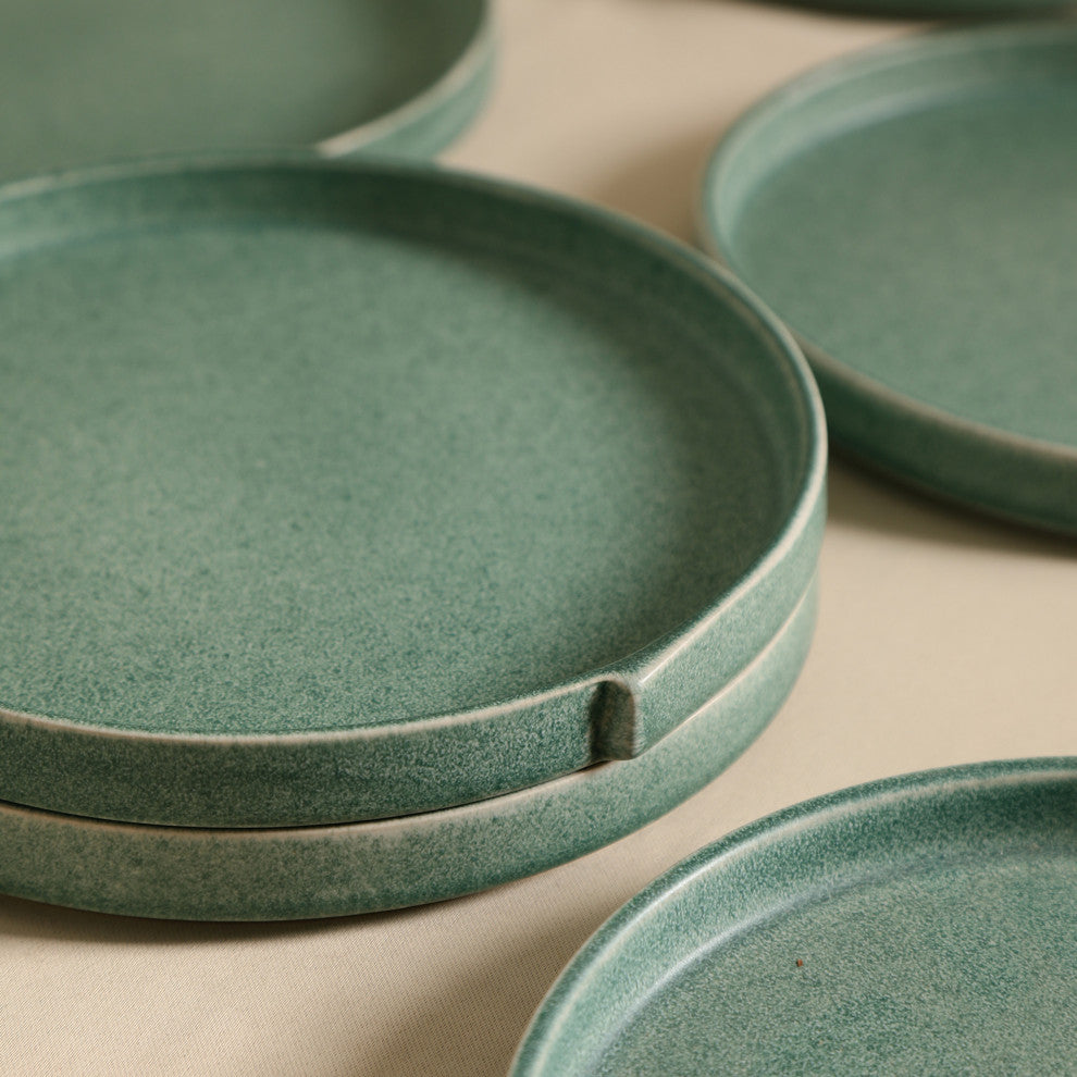 Stone Lain Bao Stoneware Dinner Plate Set of 4, Green