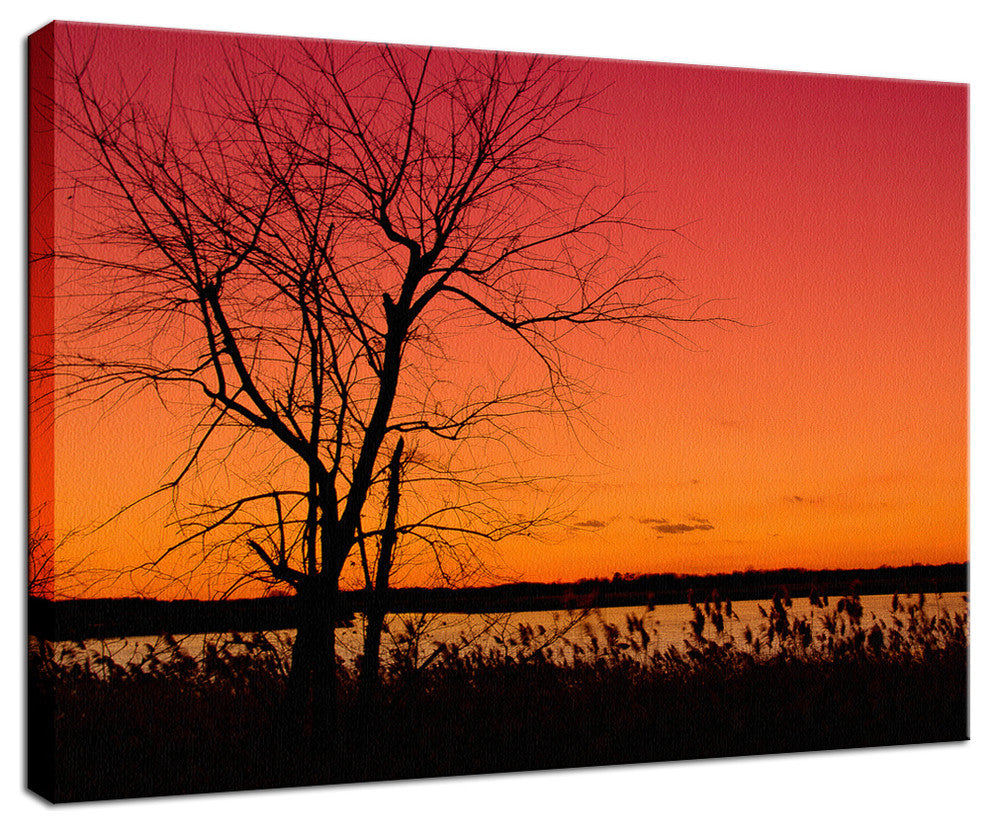Burning Skies Rural Landscape Photograph Canvas Wall Art Print, 12" X 16"