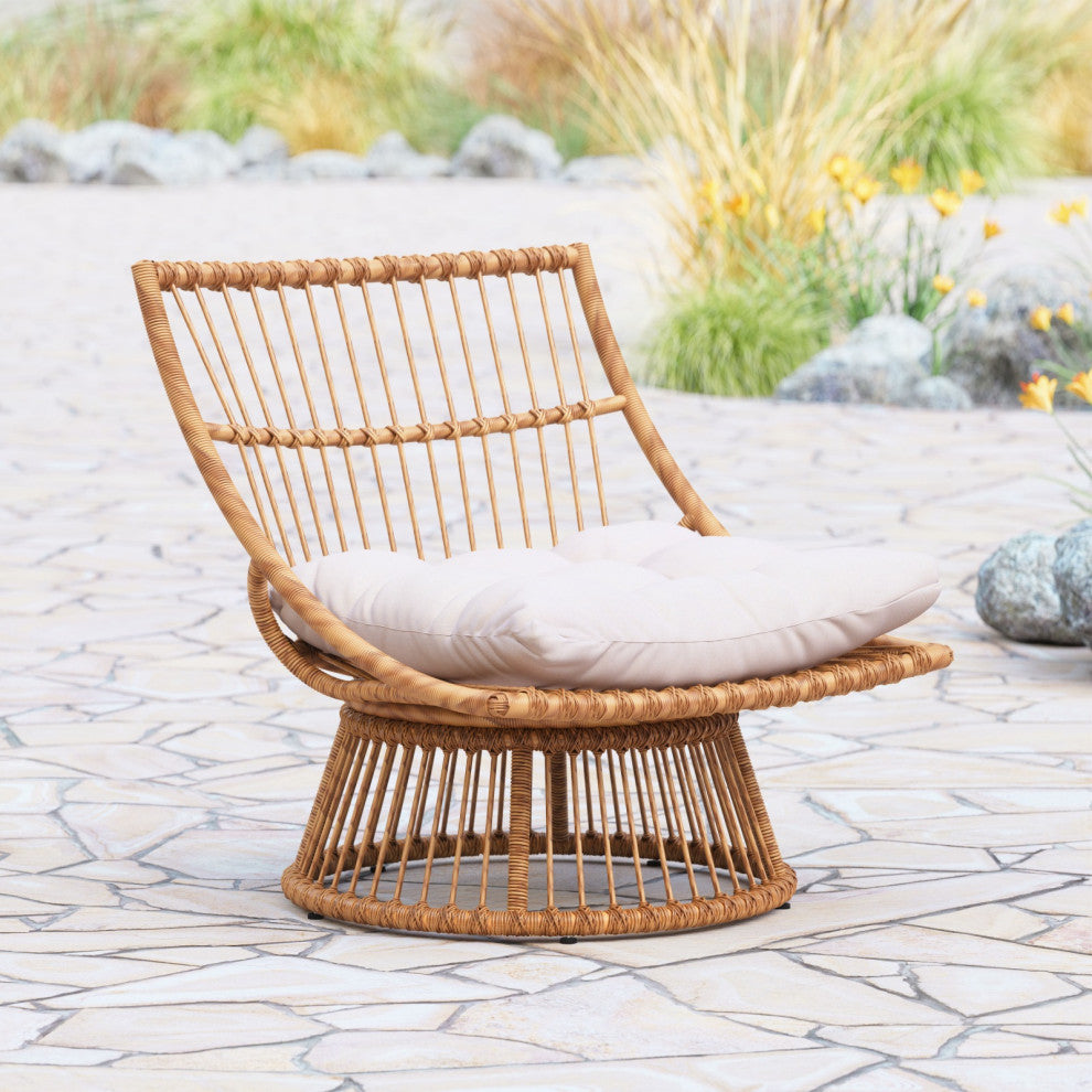 Lounge Chair, Aluminum, Metal, Beige, Natural, Outdoor Patio Balcony Garden