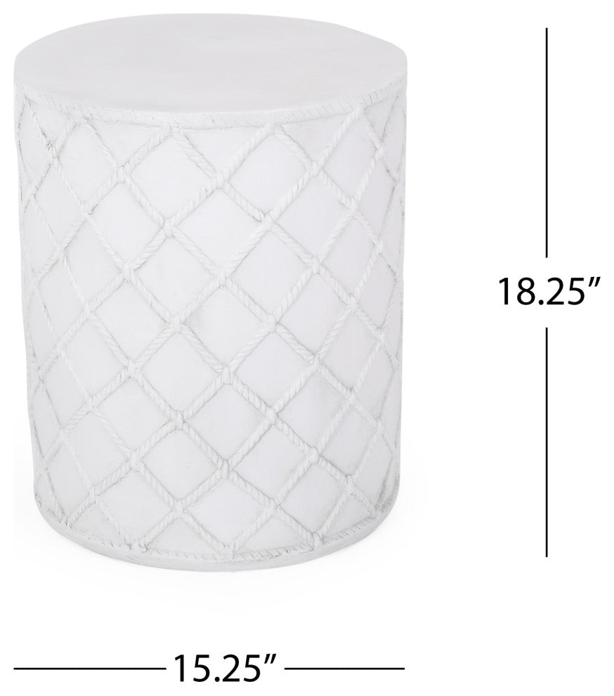 Ospery Outdoor Lightweight Concrete Side Table, Antique White