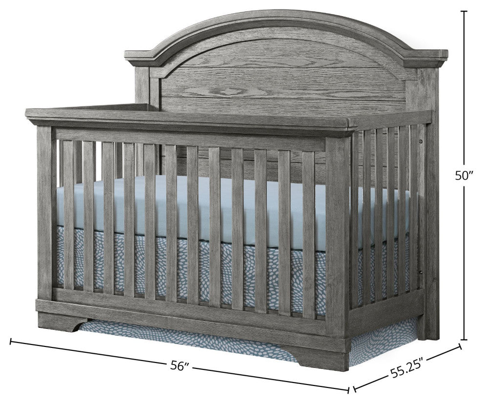 Foundry 56"W Wood Convertible Crib, Pewter