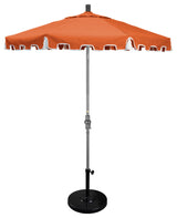 7.5' Hammertone Gray Greek Key Patio Umbrella With Ribs and Tassels, Melon