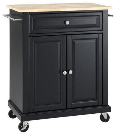 Natural Wood Top Portable Kitchen Cart, Island