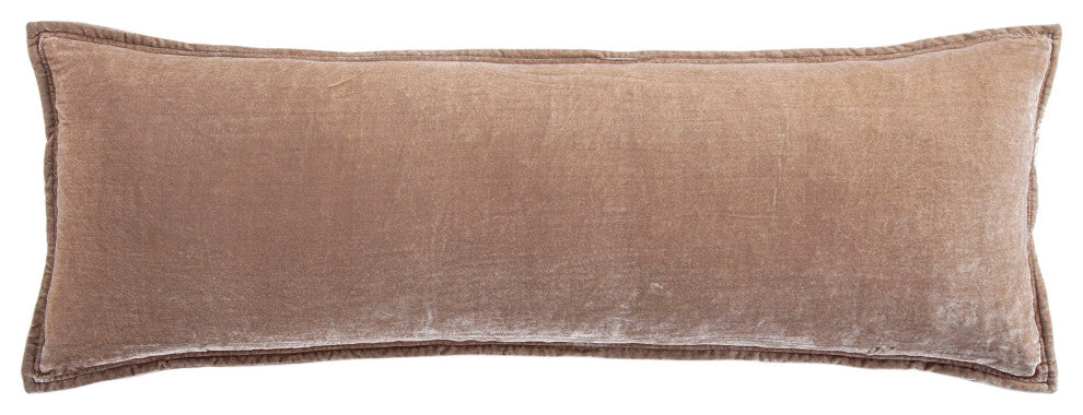 Stella Faux Silk Velvet Long Lumbar Pillow, 14" x 42", 1PC, Dusty Rose