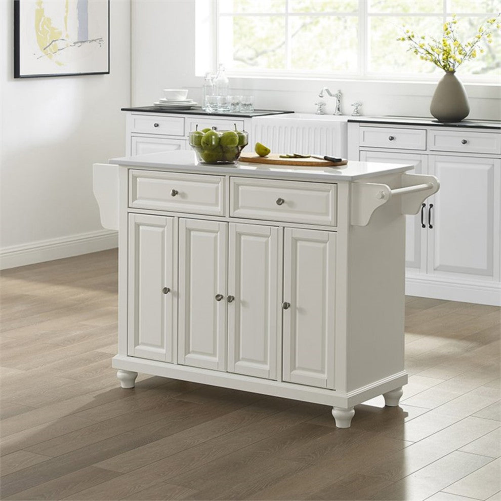 Crosley Furniture Cambridge Wood Granite Top Kitchen Island in White