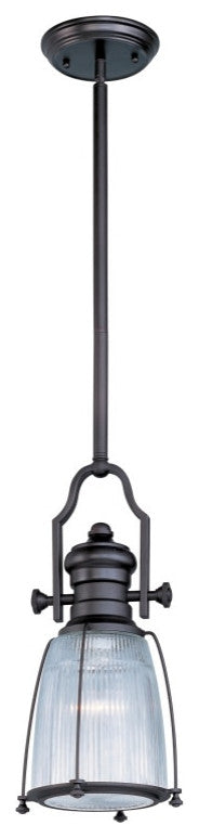 Maxim 25002 Hi-Bay 9"W 1 Light Pendant - Satin Nickel / Clear Glass