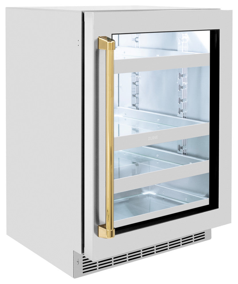 ZLINE 24" Touchstone Beverage Fridge With Stainless RBSOZ-GS-24-G