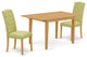 3Pc Dinette Set, Rectangular Table, Butterfly Leaf, Two Chairs, Oak