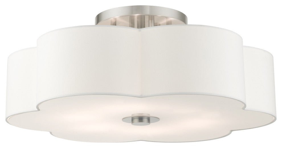 Brushed Nickel French Country, Floral, Transitional, Semi Flush