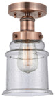 Canton-1 Light 6" Semi-Flush Mount-Antique Copper, Seedy Glass Shade