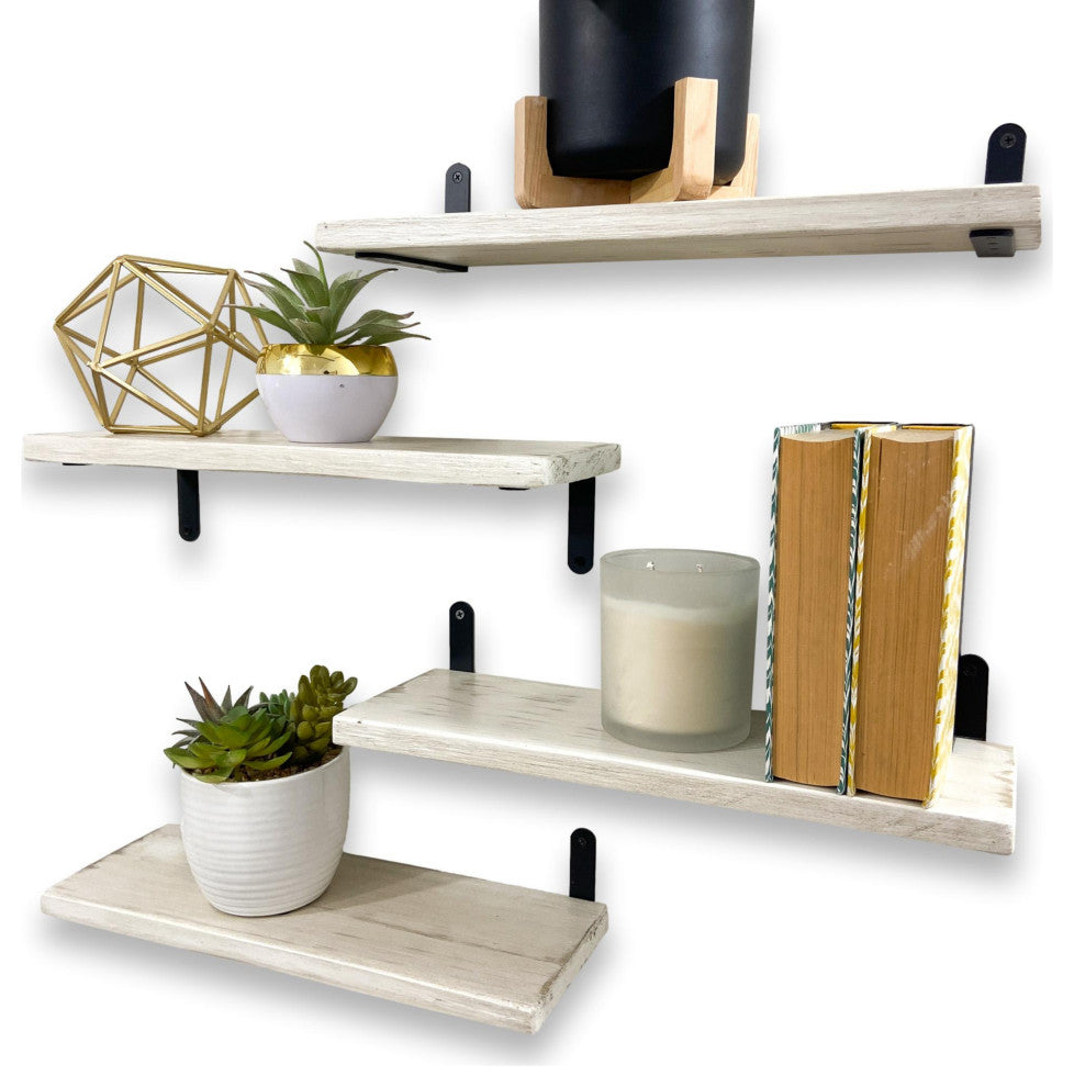 Barn Walls Floating Shelves - Set of 4, Antique White