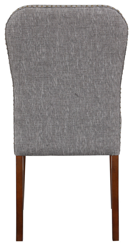 Salina Dining Chair in Performance Fabric with Nail Heads - set of 1, Ashen Grey