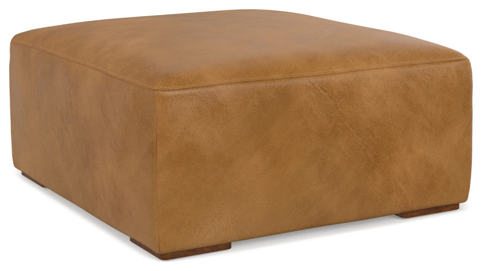 Rex Ottoman in Genuine Leather , Fully Assembled