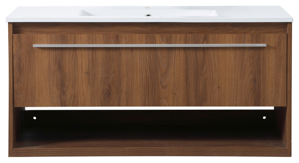 40" Single Bathroom Floating Vanity, Walnut Brown