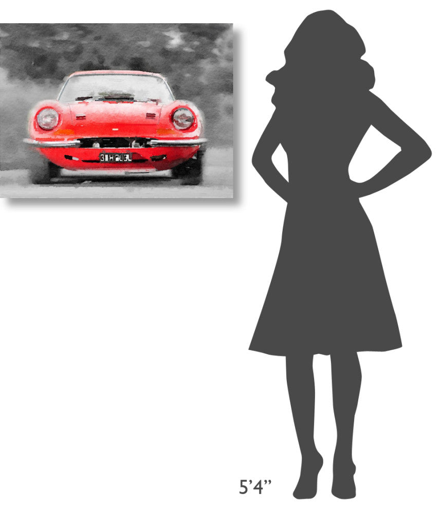 "Ferrari Dino 246 GT Front Watercolor" Fine Art Print
