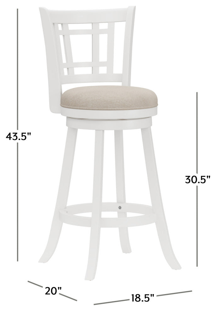 Fairfox Wood Swivel Stool, White, Barstool