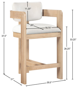 Sacha Upholstered Bar and Counter Stool, Cream, Velvet, Natural
