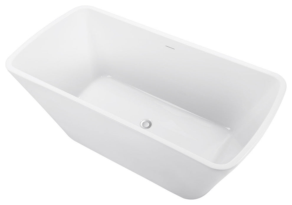 59" Acrylic Roll-Top Flatbottom Non-Whirlpool Bathtub, White