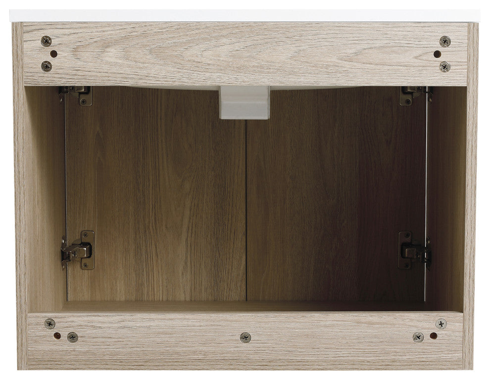 24" Plywood Wall Mounted Bath Vanity Set, Integrated Resin Sink