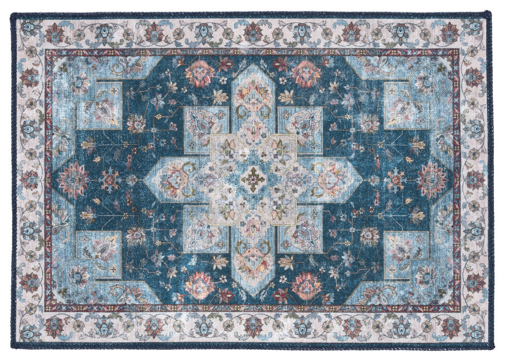 Homefires Keshan Persian Style Area Washable Rug 22" X 32"